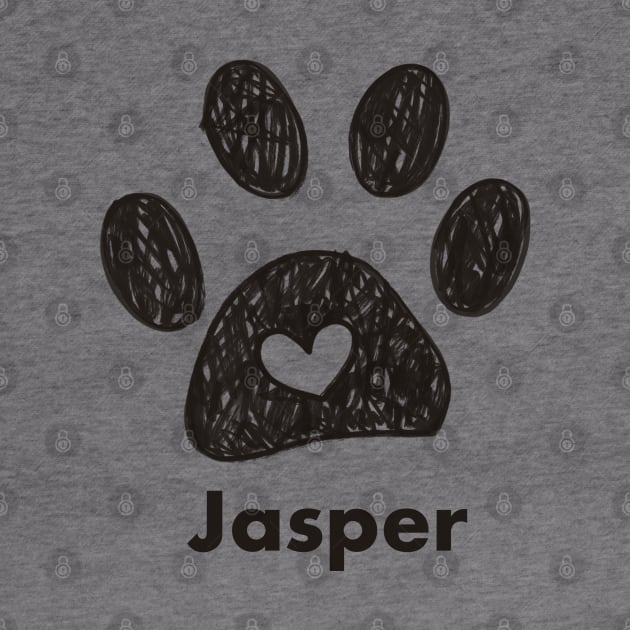 Jasper name made of hand drawn paw prints by GULSENGUNEL